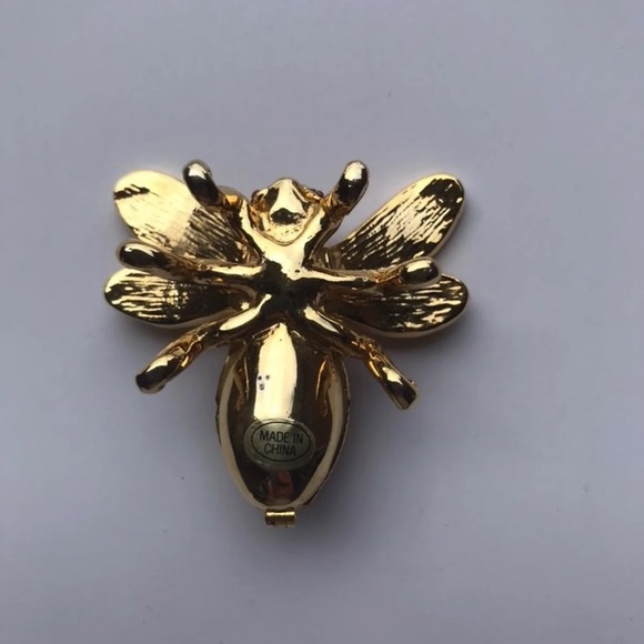 Vintage Honeybee Trinket Box Enamel Brass - Picture 4 of 5